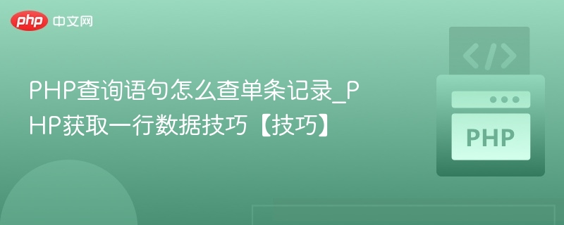 PHP查询单条数据方法全解析