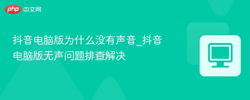 抖音电脑版无声问题怎么解决