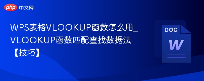 VLOOKUP函数怎么用？数据匹配技巧全解析