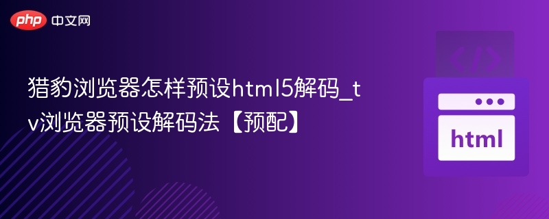 猎豹浏览器HTML5解码预设方法