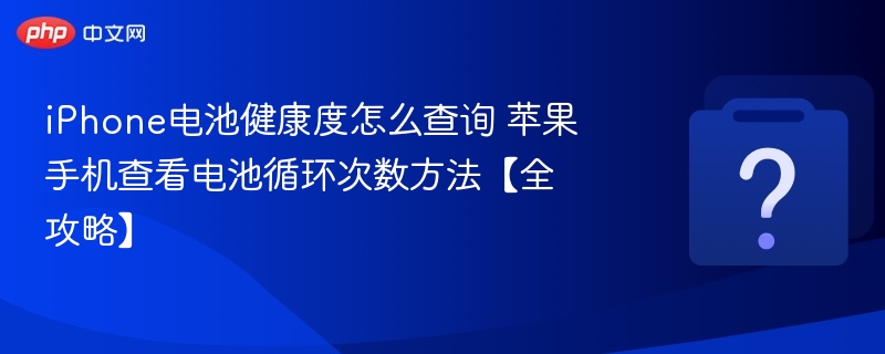 iPhone电池健康度怎么查询 苹果手机查看电池循环次数方法【全攻略】