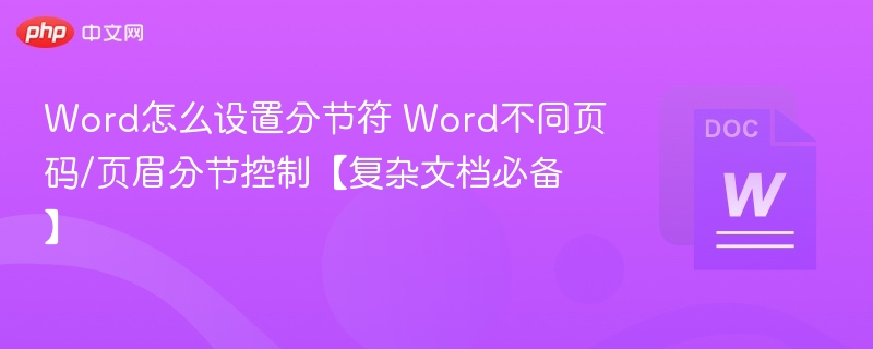 Word怎么设置分节符 Word不同页码/页眉分节控制【复杂文档必备】