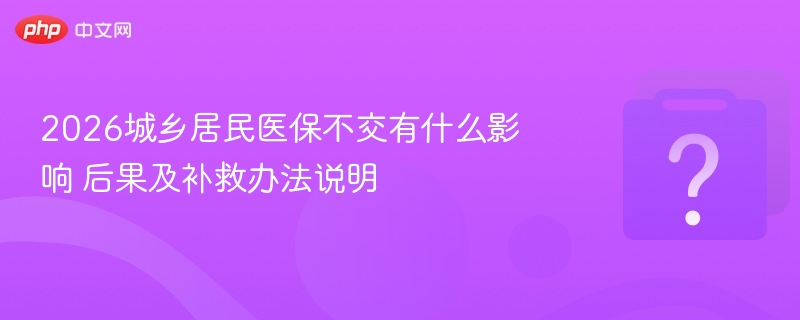 2026年医保不交影响及补救措施详解
