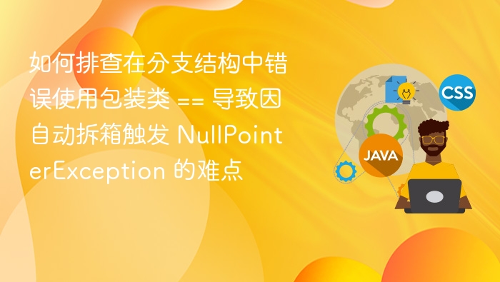 如何排查在分支结构中错误使用包装类 == 导致因自动拆箱触发 NullPointerException 的难点
