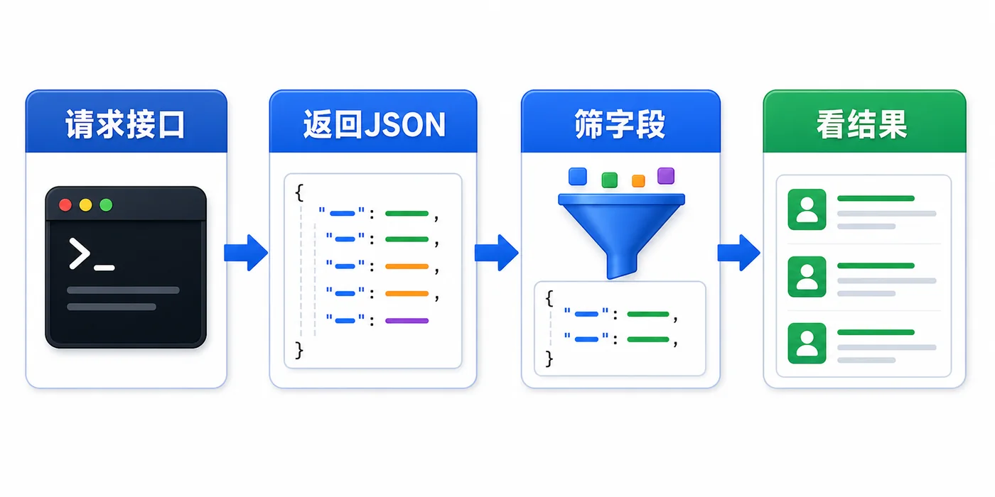 curl 请求接口后用 jq 从返回 JSON 中筛选字段并查看结果