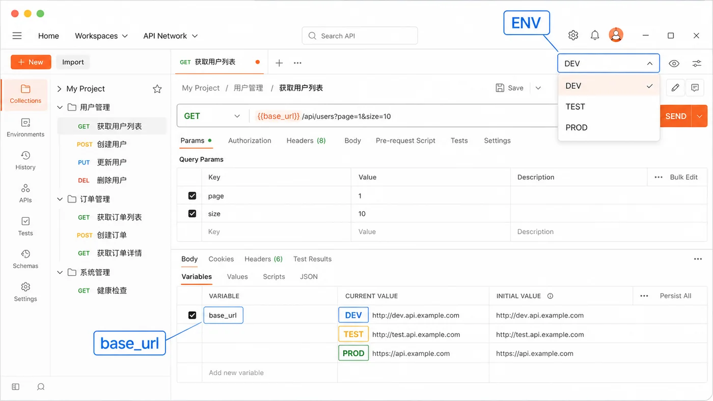 Postman 环境变量与 Tests 断言实战：一套请求切换开发、测试、生产