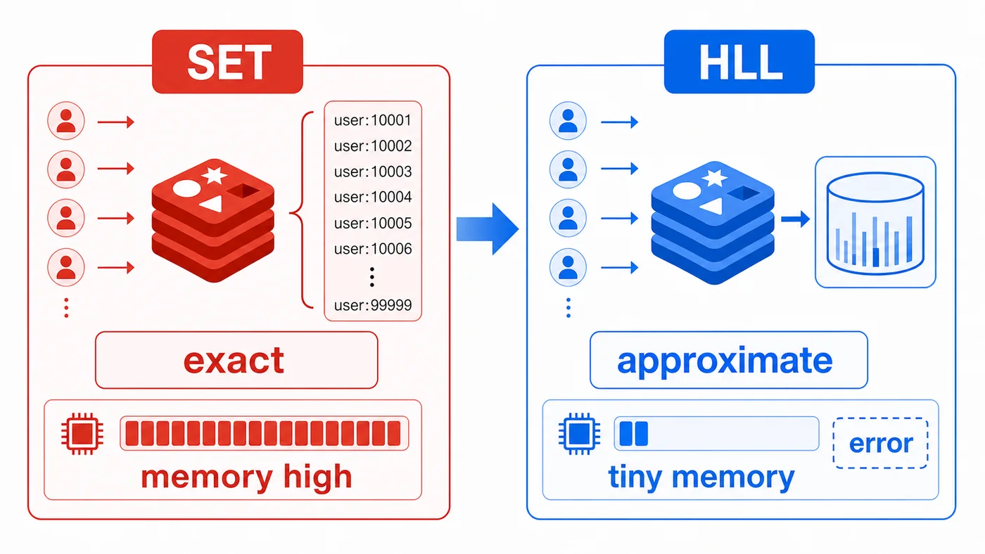 Redis HyperLogLog 统计 UV 实战：PFADD、PFCOUNT 和误差边界怎么用