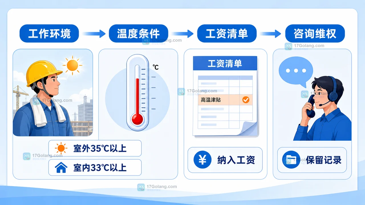 高温津贴资格判断流程:工作环境、温度条件、工资清单和咨询维权