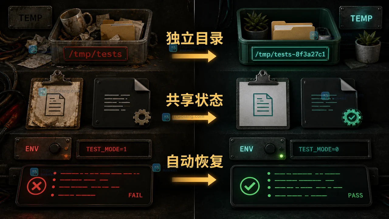 Go 测试里的临时文件和环境变量怎么清理：t.TempDir、t.Setenv、t.Cleanup 工作流