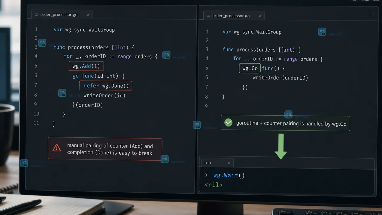 Go 1.25 sync.WaitGroup.Go 怎么用：少写 Add/Done，但别忽略 panic 和复用边界