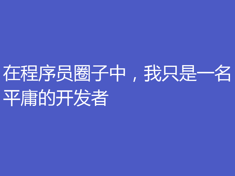 在程序员圈子中，我只是一名平庸的开发者