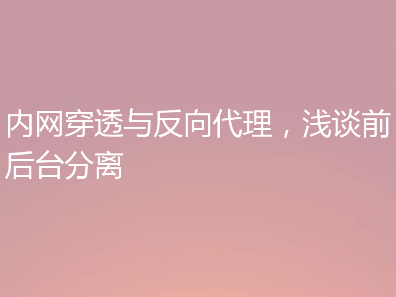 内网穿透与反向代理，浅谈前后台分离