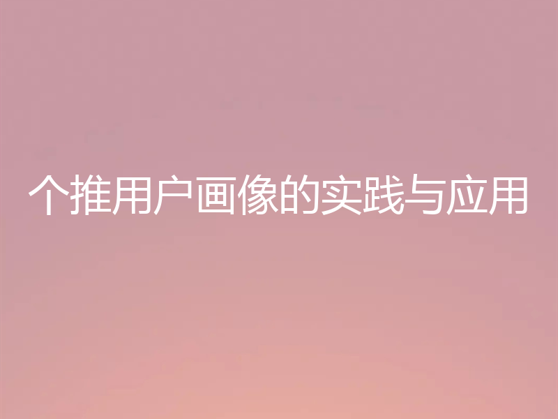 个推用户画像的实践与应用