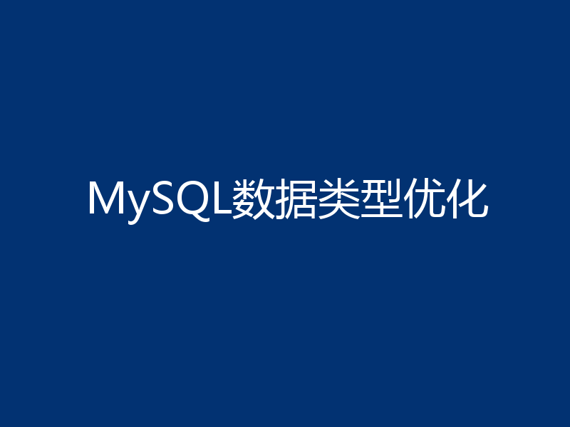 MySQL数据类型优化
