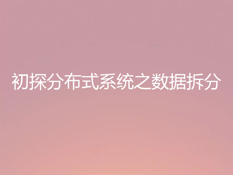 初探分布式系统之数据拆分