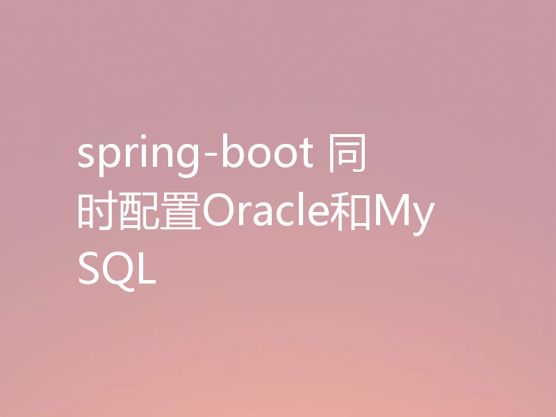spring-boot 同时配置Oracle和MySQL