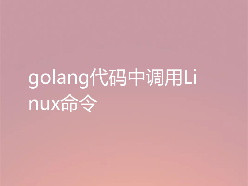 golang代码中调用Linux命令