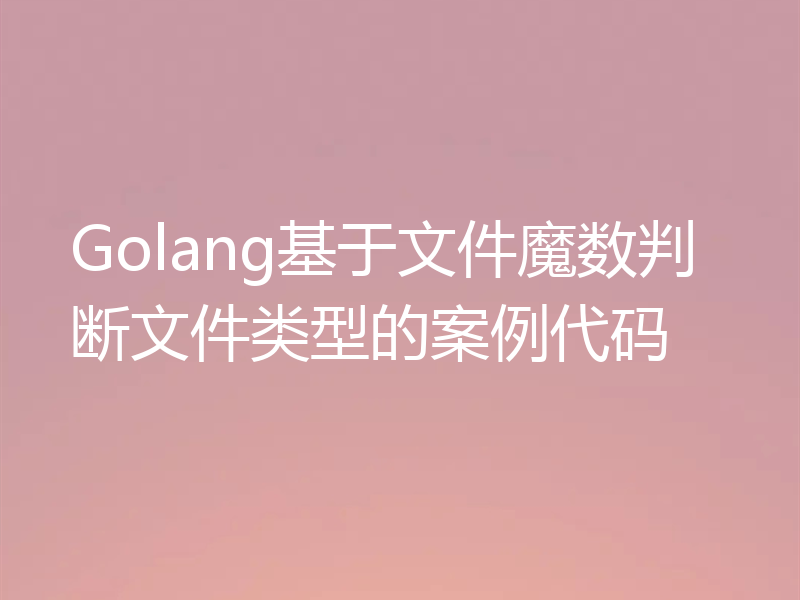 Golang基于文件魔数判断文件类型的案例代码
