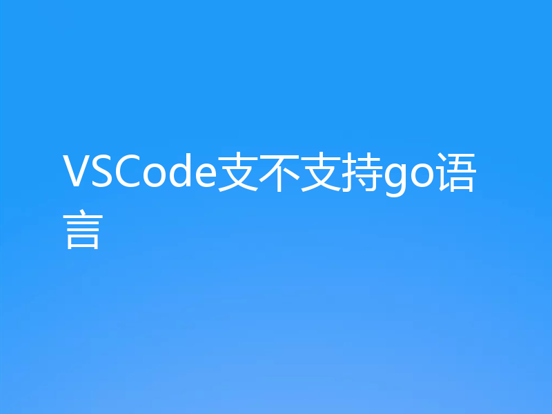 VSCode支不支持go语言