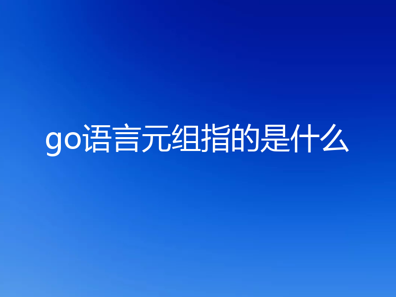go语言元组指的是什么