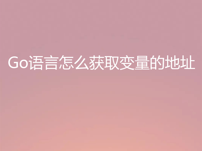 Go语言怎么获取变量的地址