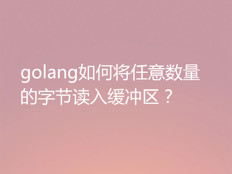 golang如何将任意数量的字节读入缓冲区？