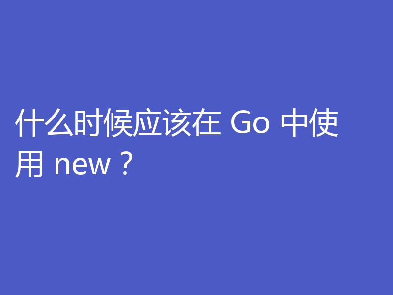 什么时候应该在 Go 中使用 new？
