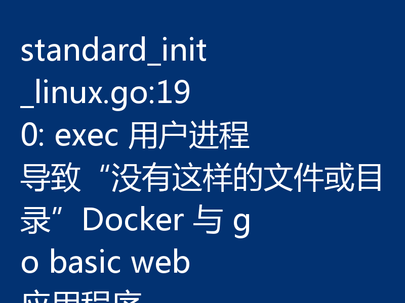 standard_init_linux.go:190: exec 用户进程导致“没有这样的文件或目录”Docker 与 go basic web 应用程序
