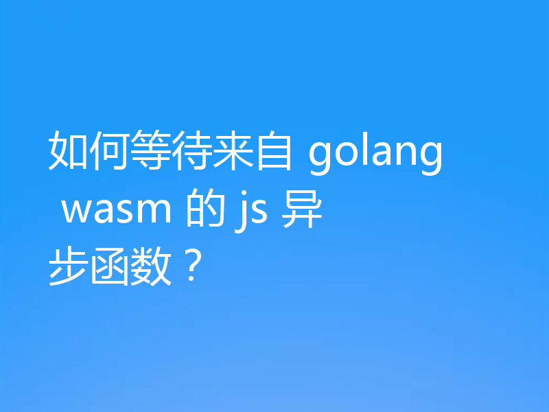 如何等待来自 golang wasm 的 js 异步函数？