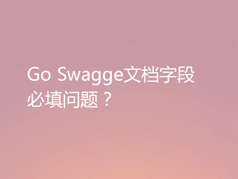 Go Swagge文档字段必填问题？
