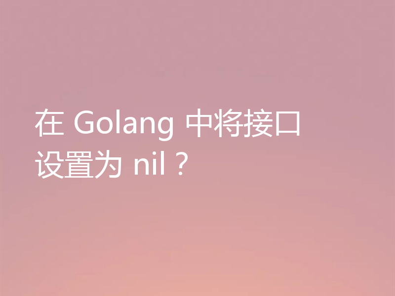 Go中如何将接口设置为nil