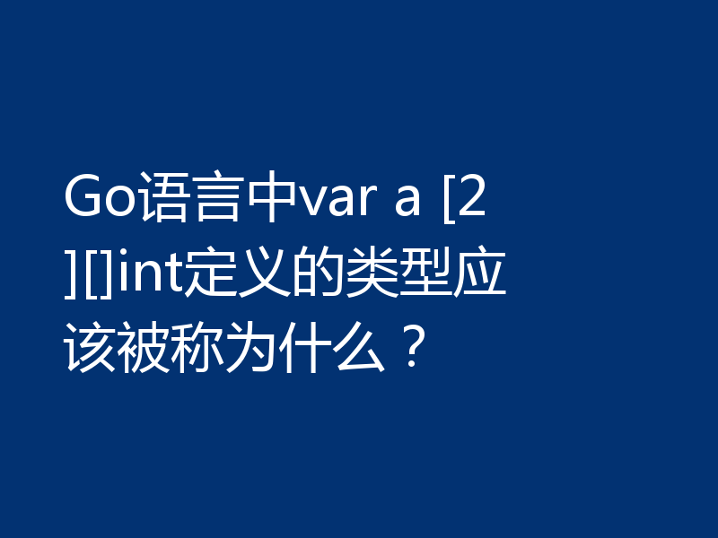 Go语言中var a [2][]int定义的类型应该被称为什么？