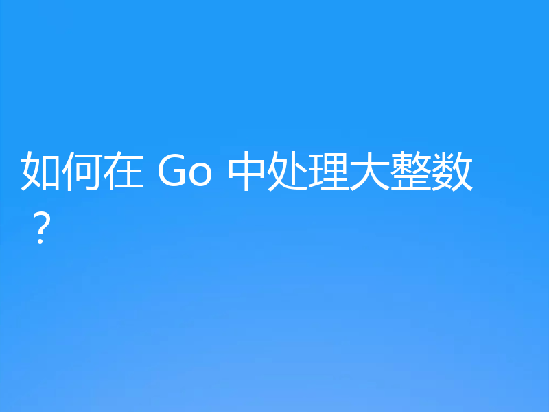 如何在 Go 中处理大整数？