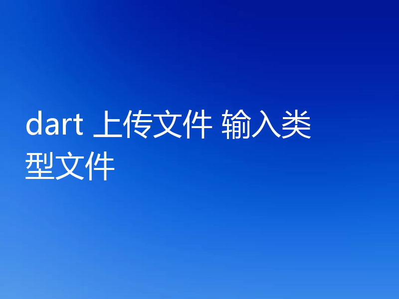 dart 上传文件 输入类型文件