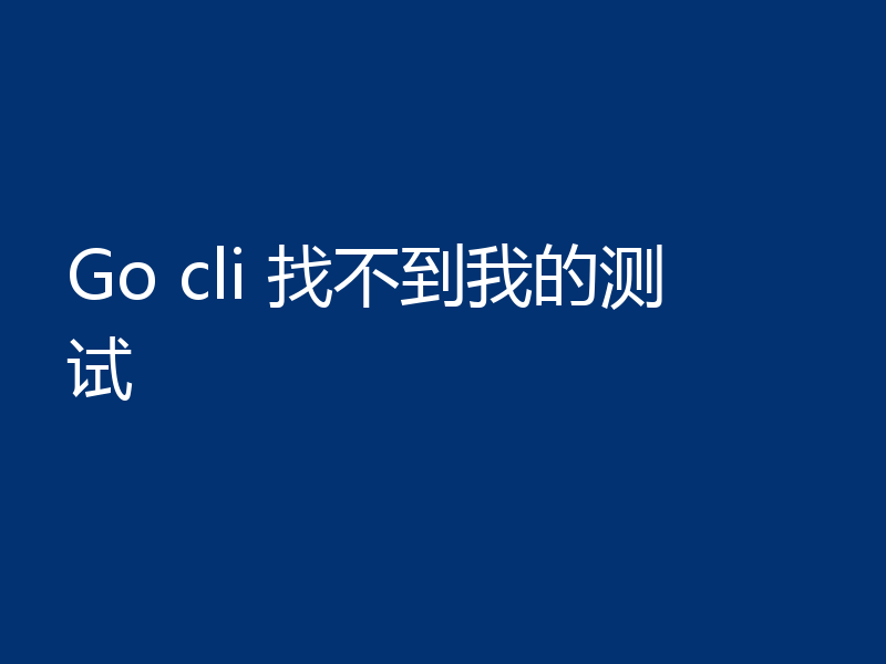 Go cli 找不到我的测试