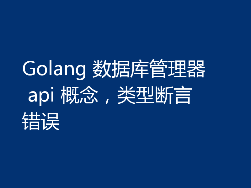 Golang 数据库管理器 api 概念，类型断言错误