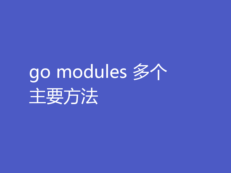 go modules 多个主要方法