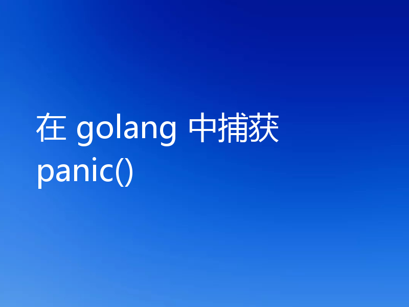 在 golang 中捕获 panic()