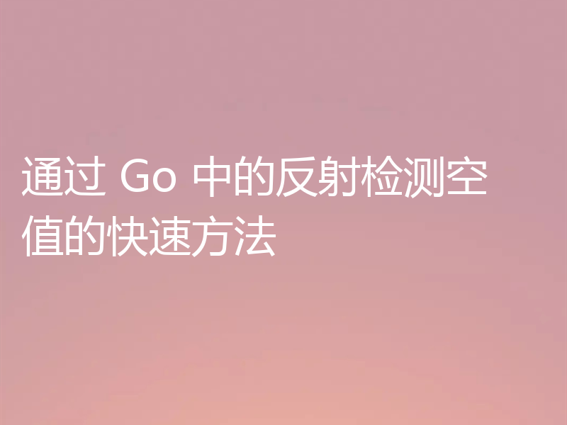 通过 Go 中的反射检测空值的快速方法