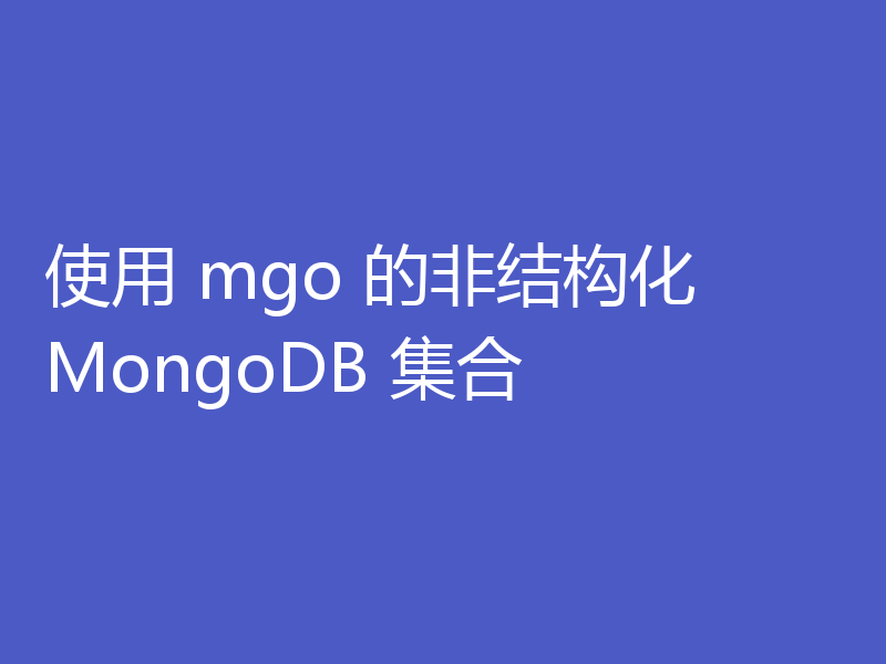 使用 mgo 的非结构化 MongoDB 集合