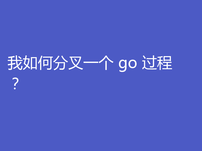 我如何分叉一个 go 过程？