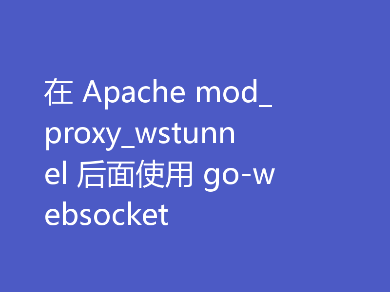 在 Apache mod_proxy_wstunnel 后面使用 go-websocket