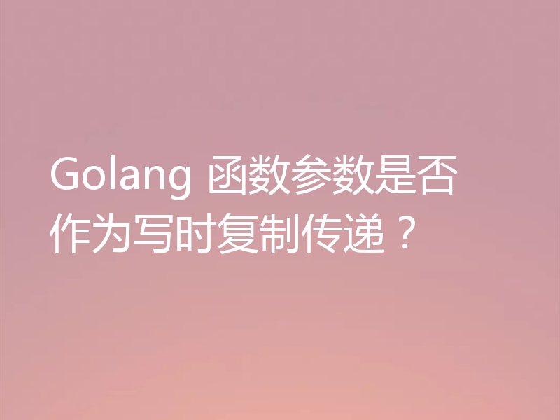Golang 函数参数是否作为写时复制传递？
