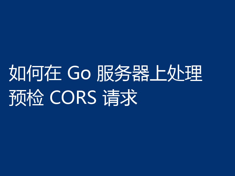 如何在 Go 服务器上处理预检 CORS 请求