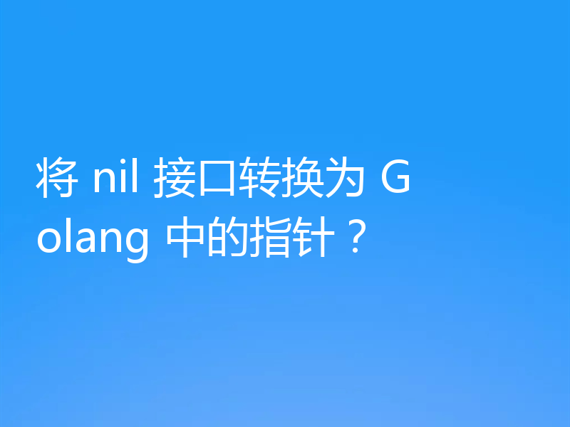 将 nil 接口转换为 Golang 中的指针？
