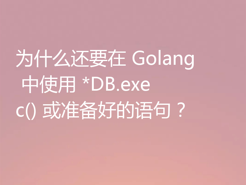 为什么还要在 Golang 中使用 *DB.exec() 或准备好的语句？