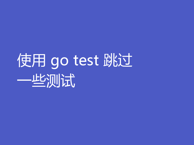 使用 go test 跳过一些测试