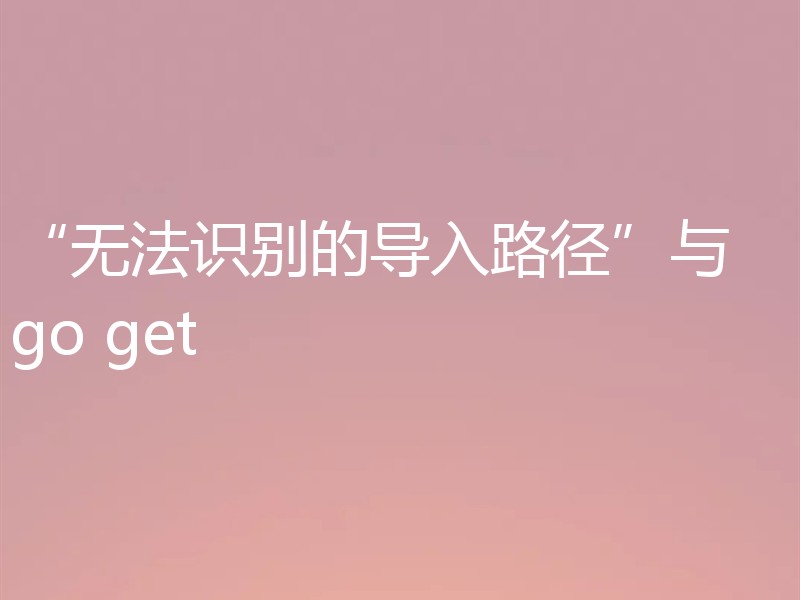 “无法识别的导入路径”与 go get