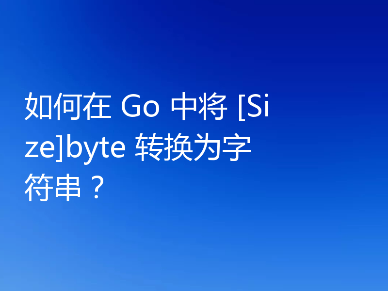 如何在 Go 中将 [Size]byte 转换为字符串？