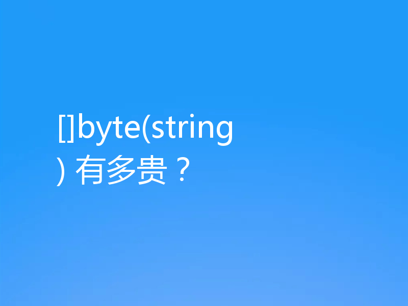 []byte(string) 有多贵？